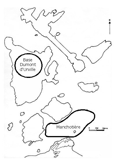 Emplacement de la manchoti�re de Pointe G�ologie