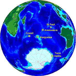 Carte des TAAF, Terres Australes et Antarctiques Fran�aises